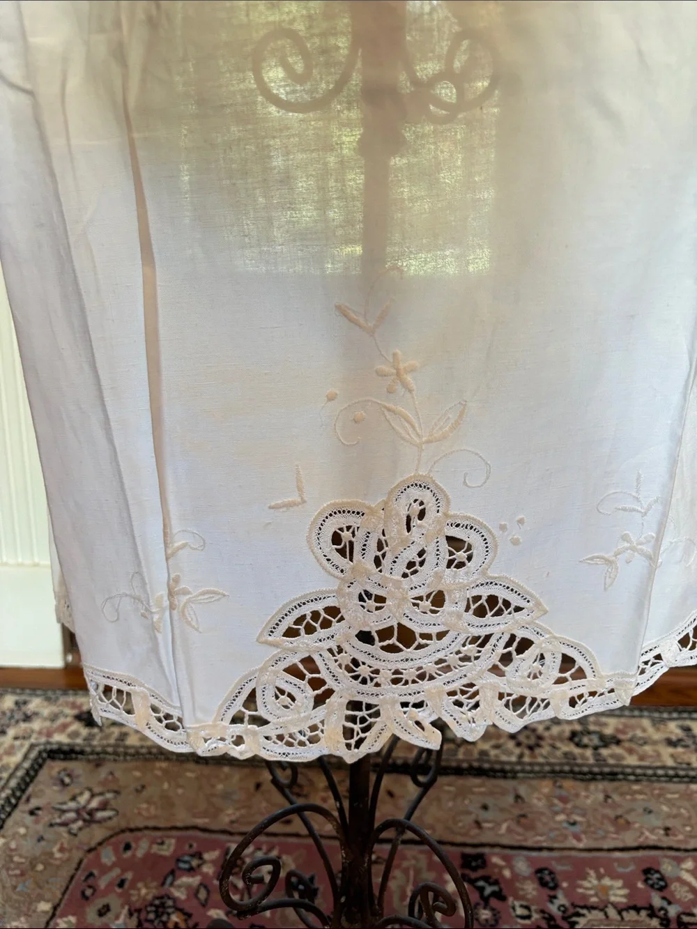 Cotton Battenburg lace cotton apron